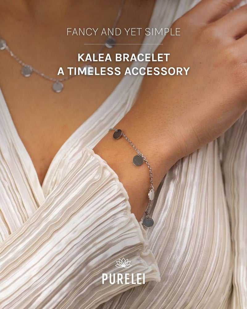PureleiÂ® Kalea Bracelet (silver) â€“ Elegant, playful women's bracelet with coins â€“ Stainless steel jewelry â€“ Adjustable length 6/7/7,5 inch â€“ Fashion jewelry for your individual look - Image 2